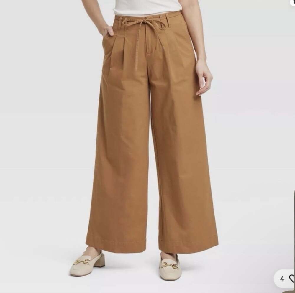 A New Day Women’s Camel Wide-Leg Drawstring Pants - Brown Size 14